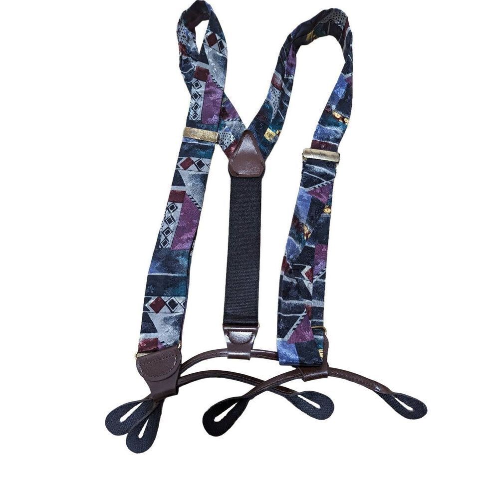 Men's Multicolored Adjustable Suspenders With Button Hole
